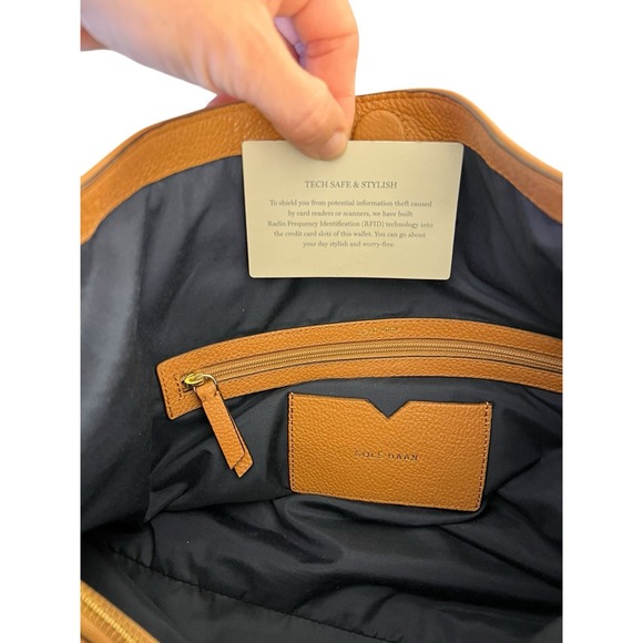 Cole Haan Dillan RFID‎ Blocker Hobo Basket Weave Leather Shoulder Handbag Purse - Picture 10 of 11